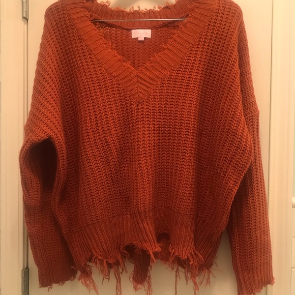 Pink Lily Sweaters - Pink Lily (M) Burnt Orange Sweater